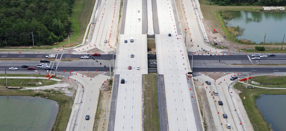 Aerial view of construction zone